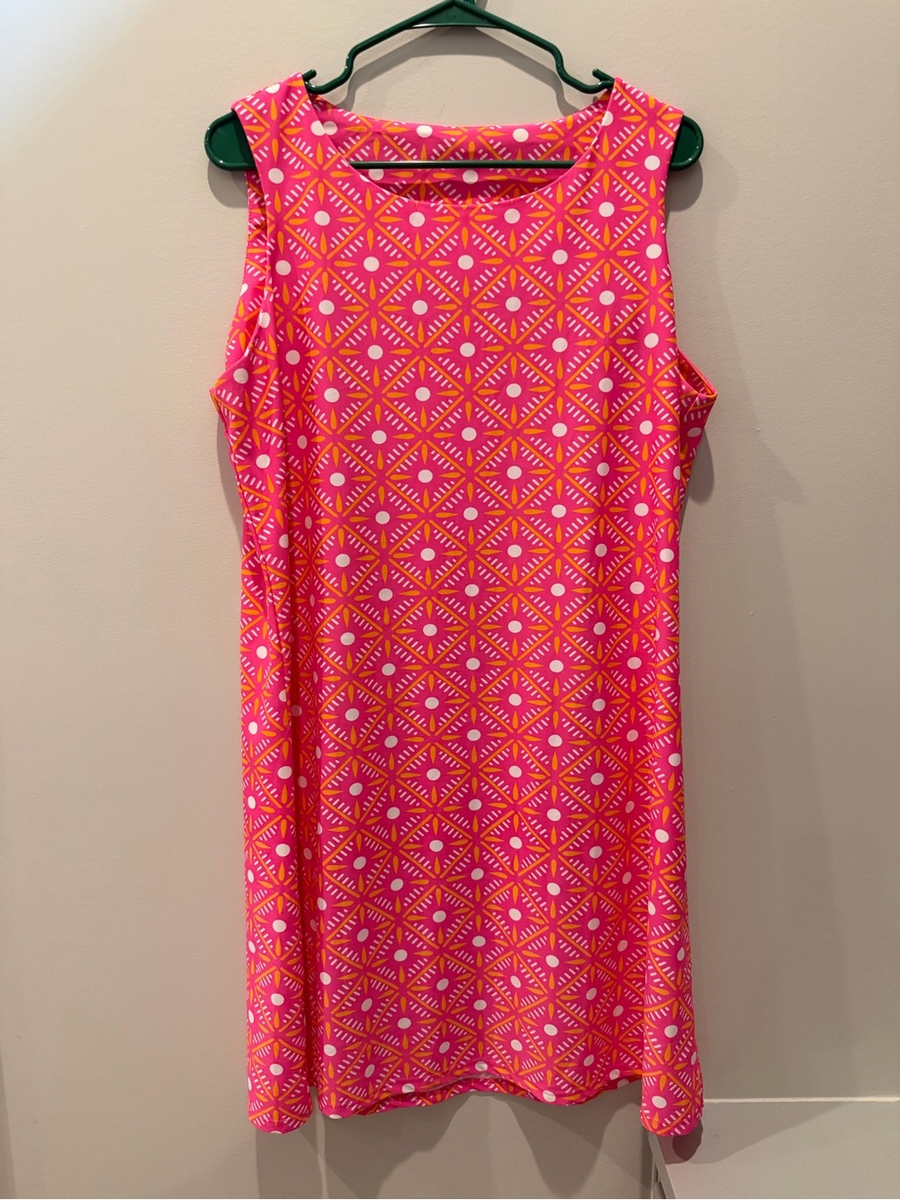 All For Color Sleeveless Pink & Orange Patterned Shift activity summer Dress xl